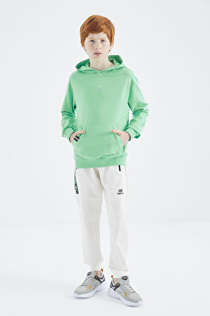 Su Yeşili Kapüşonlu Erkek Çocuk Sweatshirt - 11177 | 7-8