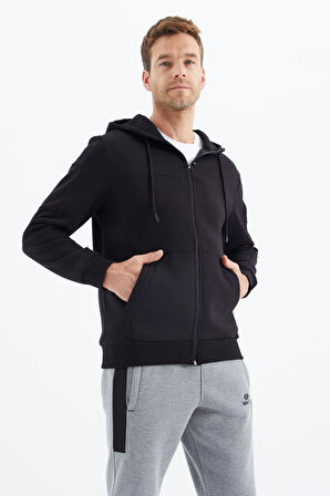 Siyah Fermuarlı Erkek Sweatshirt - 88303 | S