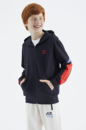 Lacivert Fermuarlı Erkek Çocuk Sweatshirt - 11180 | 7-8
