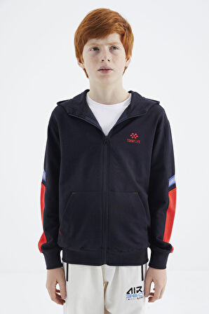 Lacivert Fermuarlı Erkek Çocuk Sweatshirt - 11180 | 7-8