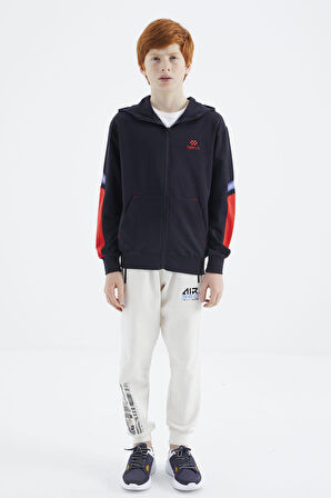 Lacivert Fermuarlı Erkek Çocuk Sweatshirt - 11180 | 7-8
