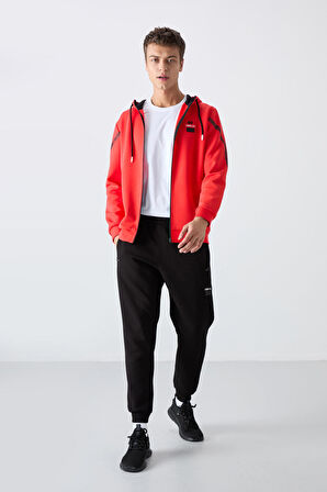 Fiesta Pamuklu Kalın Yumuşak Dokulu Comfort Fit Baskılı Erkek Eşofman Takım - 85236 | M