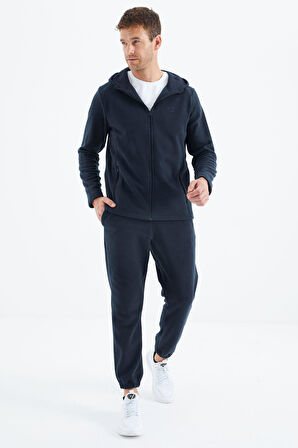 Connell Lacivert Rahat Kalıp Polar Erkek Sweatshirt - 88313 | S