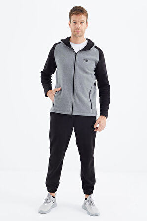 Connell Gri Melanj Rahat Kalıp Polar Erkek Sweatshirt - 88313 | XXL