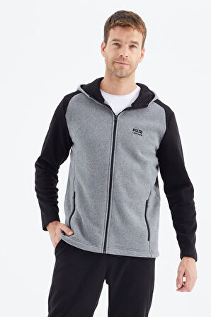 Connell Gri Melanj Rahat Kalıp Polar Erkek Sweatshirt - 88313 | XXL