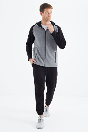 Connell Gri Melanj Rahat Kalıp Polar Erkek Sweatshirt - 88313 | XXL