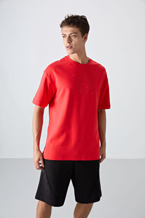 Fiesta Pamuklu Kalın Yumuşak Dokulu Oversize Fit Baskılı Erkek T-Shirt - 88324