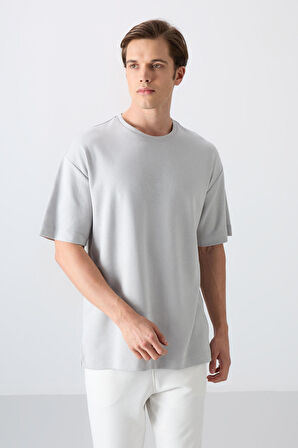 Taş Pamuklu Kalın Yumuşak Dokulu Oversize Fit Baskılı Erkek T-Shirt - 88324 | XXL