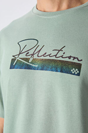 Açık Yeşil Pamuklu Kalın Yumuşak Dokulu Oversize Fit Baskılı Erkek T-Shirt - 88334