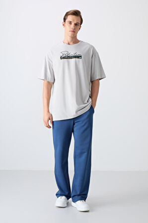Taş Pamuklu Kalın Yumuşak Dokulu Oversize Fit Baskılı Erkek T-Shirt - 88334