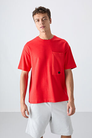 Fiesta Pamuklu Kalın Yüzeyi Dokulu Oversize Fit Basic Erkek T-Shirt - 88341 | XXL