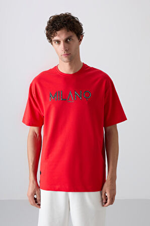 Fiesta Pamuklu Kalın Yumuşak Dokulu Oversize Fit Baskılı Erkek T-Shirt - 88345