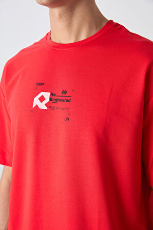 Fiesta Pamuklu Kalın Yumuşak Dokulu Oversize Fit Baskılı Erkek T-Shirt - 88350