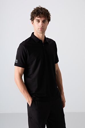 Tommy Life Siyah Pamuklu Kalın Yumuşak Dokulu Standart Fit Basic Polo Yaka Erkek T-Shirt - 88351