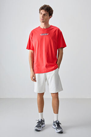 Fiesta %100 Pamuk Kalın Yumuşak Dokulu Oversize Fit Baskılı Erkek T- Shirt - 88356 | M