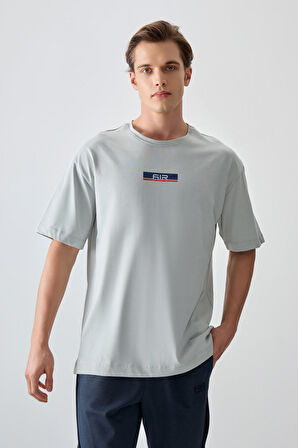 Taş %100 Pamuk Kalın Yumuşak Dokulu Oversize Fit Baskılı Erkek T- Shirt - 88359 | XL