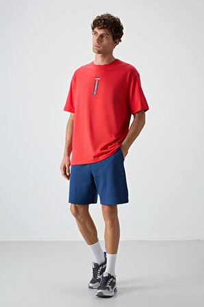 Fiesta %100 Pamuk Kalın Yumuşak Dokulu Oversize Fit Baskılı Erkek T-Shirt - 88360