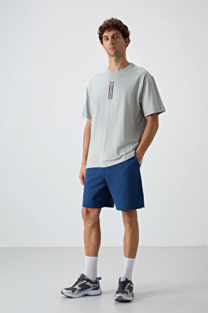 Taş %100 Pamuk Kalın Yumuşak Dokulu Oversize Fit Baskılı Erkek T-Shirt - 88360