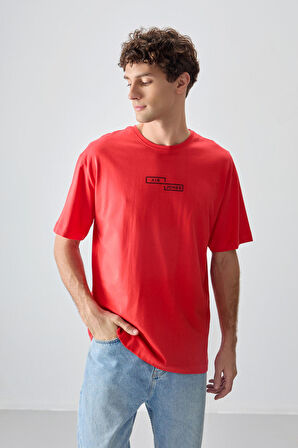 Fiesta %100 Pamuk Kalın Yumuşak Dokulu Oversize Fit Baskılı Erkek T- Shirt - 88361 | XL