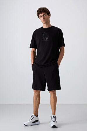 Siyah Pamuklu Kalın Yumuşak Dokulu Comfort Fit Basic Erkek Şort - 81261