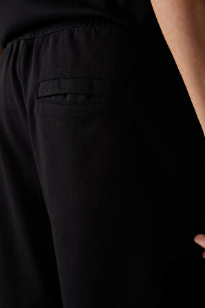 Siyah Pamuklu Kalın Yumuşak Dokulu Comfort Fit Basic Erkek Şort - 81261