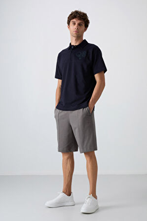 Koyu Gri Pamuklu Kalın Yumuşak Dokulu Comfort Fit Basic Erkek Şort - 81261