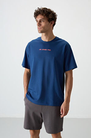 Parlament Pamuklu Kalın Yüzeyi Dokulu Oversize Fit  Baskılı Erkek T-Shirt - 88364 | XL