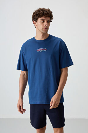 Parlament Pamuklu Kalın Yüzeyi Dokulu Oversize Fit  Baskılı Erkek T-Shirt - 88372