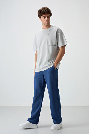 Taş Pamuklu Kalın Yüzeyi Dokulu Oversize Fit  Baskılı Erkek T-Shirt - 88370