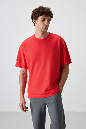 Fiesta Pamuklu Kalın Yüzeyi Dokulu Oversize Fit  Baskılı Erkek T-Shirt - 88369