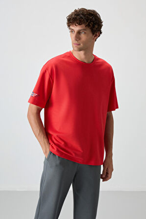 Fiesta Pamuklu Kalın Yüzeyi Dokulu Oversize Fit  Baskılı Erkek T-Shirt - 88369
