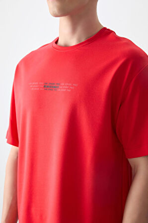 Fiesta Pamuklu Kalın Yumuşak Dokulu Oversize Fit Baskılı Erkek T-Shirt - 88374