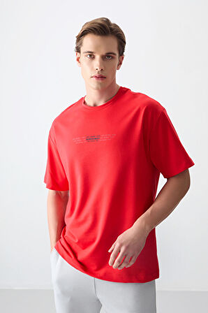 Fiesta Pamuklu Kalın Yumuşak Dokulu Oversize Fit Baskılı Erkek T-Shirt - 88374