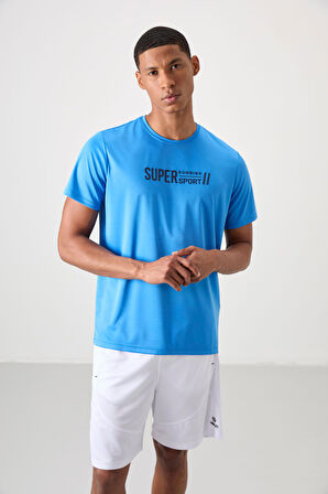 Saks Polyester Nefes Alan Dokulu İnce Esnek Standart Fit Erkek Performans T-Shirt - 88385