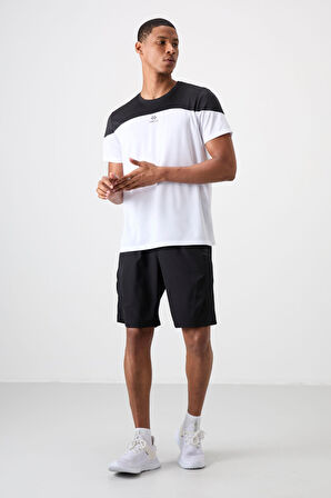 Beyaz Polyester Nefes Alan Dokulu İnce Esnek Standart Fit Erkek Performans T-Shirt - 88386