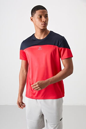 Kırmızı Polyester Nefes Alan Dokulu İnce Esnek Standart Fit Erkek Performans T-Shirt - 88386