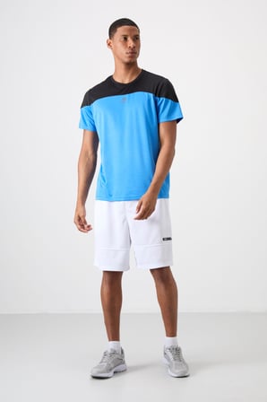 Saks Polyester Nefes Alan Dokulu İnce Esnek Standart Fit Erkek Performans T-Shirt - 88386
