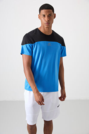 Saks Polyester Nefes Alan Dokulu İnce Esnek Standart Fit Erkek Performans T-Shirt - 88386