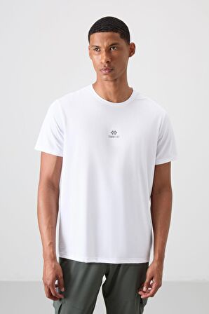 Tommy Life Beyaz Polyester Nefes Alan Dokulu İnce Esnek Standart Fit Erkek Performans T-Shirt - 88387
