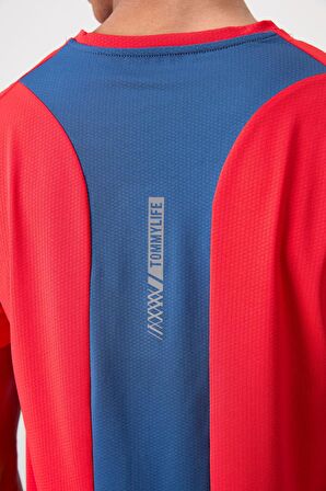 Tommy Life Kırmızı Polyester Nefes Alan Dokulu İnce Esnek Standart Fit Erkek Performans T-Shirt - 88387