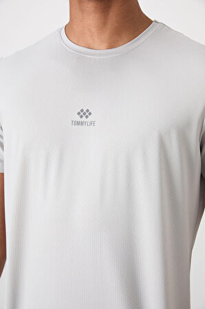 Taş Polyester Nefes Alan Dokulu İnce Esnek Standart Fit Erkek Performans T-Shirt - 88387