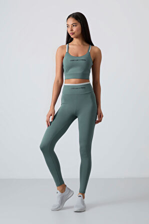 Mint Yeşili Polyester Esnek Standart Fit Performans Kadın Tayt Takım - 95333