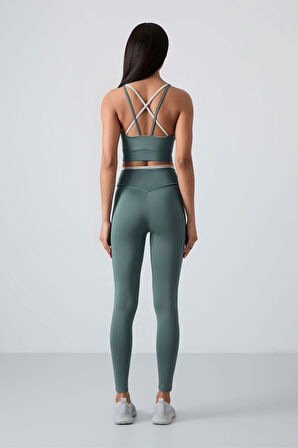 Mint Yeşili Polyester Esnek Standart Fit Performans Kadın Tayt Takım - 95333