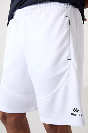 Beyaz Polyester Kalın Yumuşak Comfort Fit Erkek Şort - 81271
