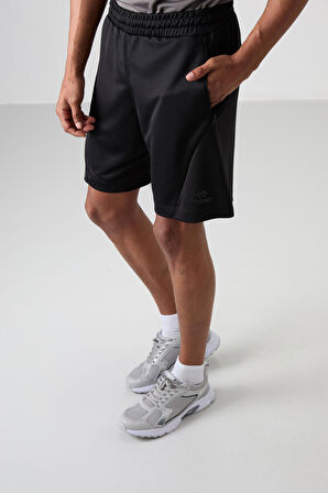 Siyah Polyester Kalın Yumuşak Comfort Fit Erkek Şort - 81273