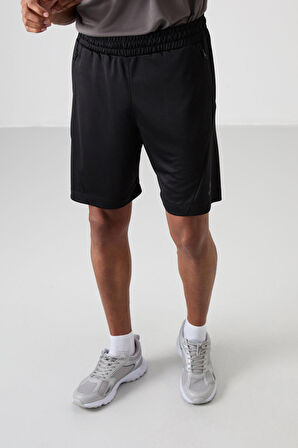 Siyah Polyester Kalın Yumuşak Comfort Fit Erkek Şort - 81273