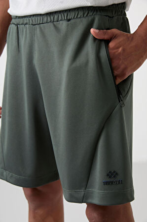 Haki Polyester Kalın Yumuşak Comfort Fit Erkek Şort - 81273