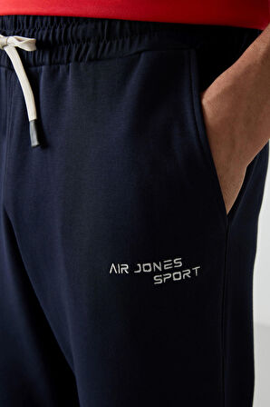 Fiesta - Lacivert Pamuklu Kalın Yumuşak Dokulu Oversize Fit Nakışlı Erkek Eşofman Takım - 85252