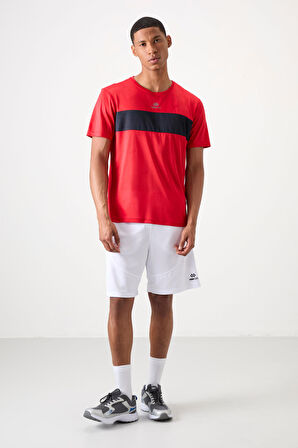 Kırmızı Polyester Nefes Alan Jakarlı İnce Esnek Standart Fit Erkek Performans T-Shirt - 88398