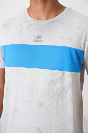 Taş Polyester Nefes Alan Jakarlı İnce Esnek Standart Fit Erkek Performans T-Shirt - 88398